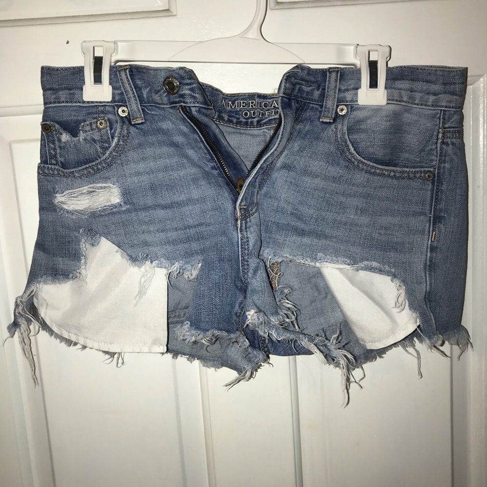 Super distressed high waisted denim shorts